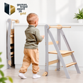 Lernleiter Montessori Grau – Kinderhocker & Kletterhilfe | Goodevas