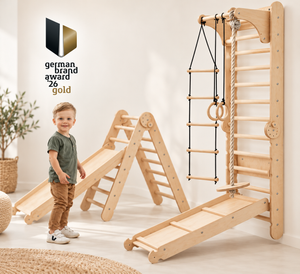 Montessori Kletterwand 6-in-1 mit Rutsche & Schaukel | Goodevas