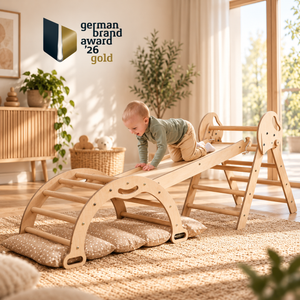 Montessori Kletterdreieck 4-in-1 mit Rutsche, Bogen & Kissen | Goodevas