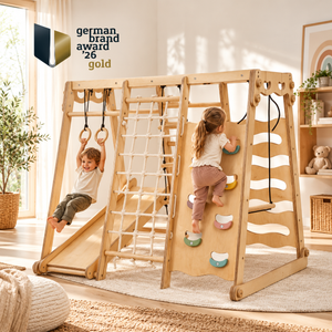 Montessori Klettergerüst 6-in-1 Indoor mit Rutsche | Goodevas