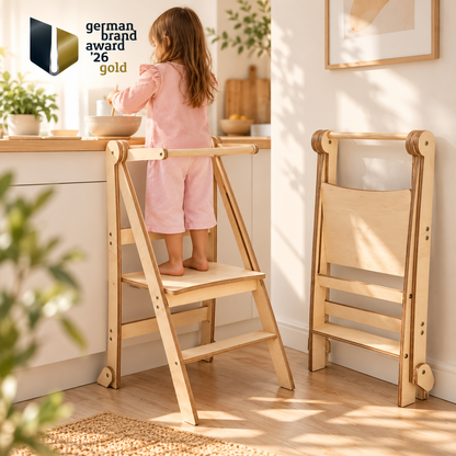 Lernleiter Montessori Beige – Kinderhocker & Kletterhilfe | Goodevas