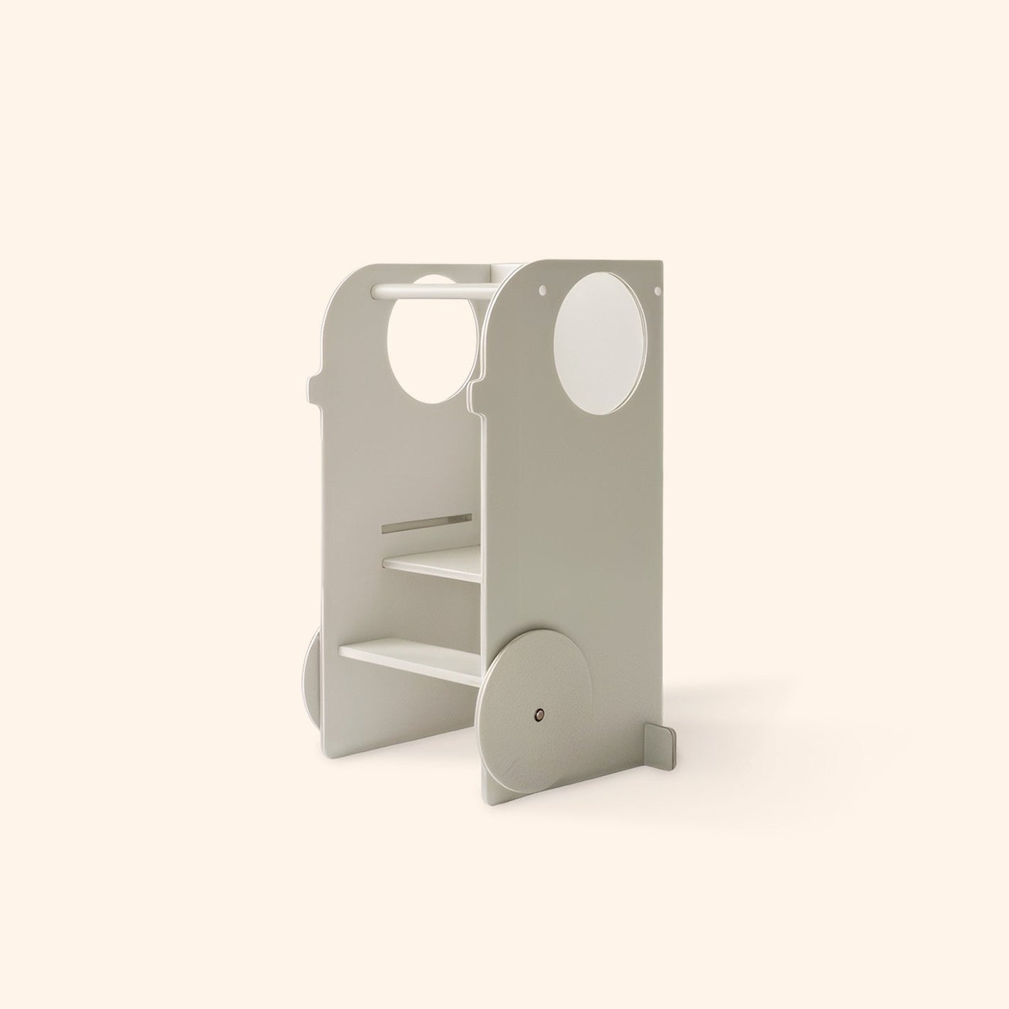 VERSO 2in1 Lernturm Beige – Lernturm & Kinderhocker für Küche | Fitwood