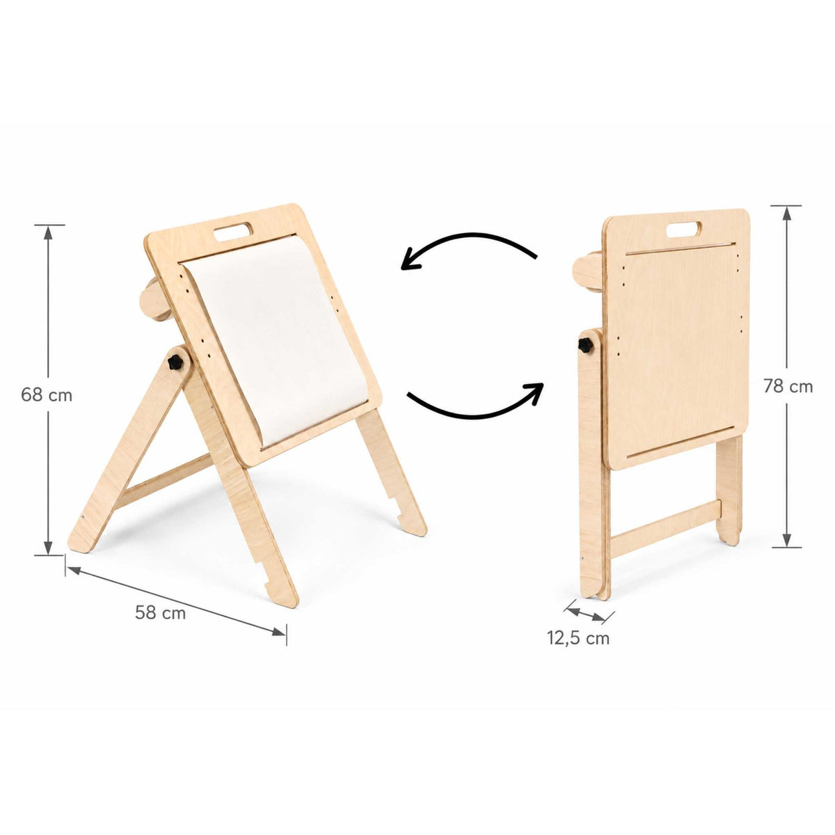 leg&go klappbarer Kinder-Zeichentisch mit passendem Kinderstuhl und Papierrolle, 3-in-1 Maltafel und Aktivitätstisch Details Masse