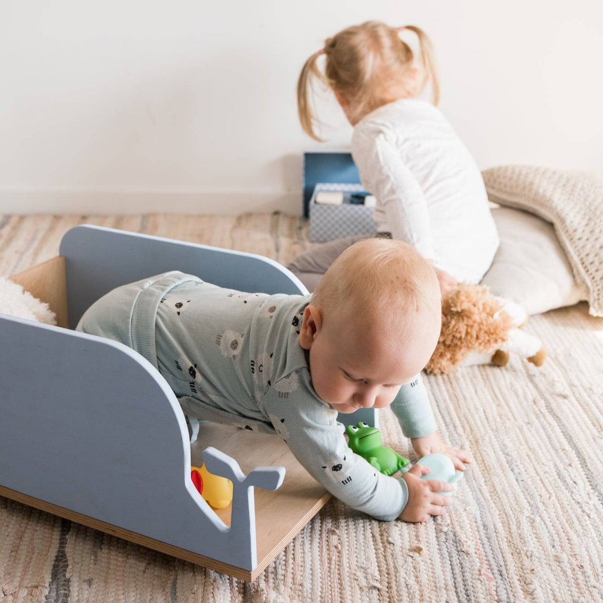 Kids Toy Storage Box on Wheels - Whale