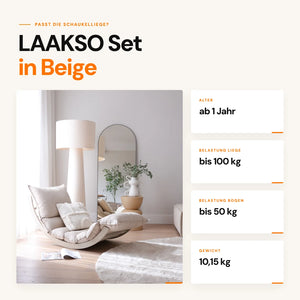 LAAKSO Schaukelliege Set Beige – Liege mit OHRA Kissen & Keilen | Fitwood