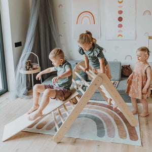 2-in-1 Climbing Triangle with Ramp: Foldable Montessori Indoor Playset