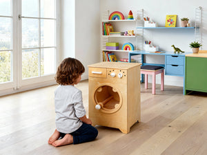 Kinder Waschmaschine Holzspielzeug – Natürlich spielen, realistisch lernen