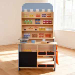 Kinder-Supermarkt aus Holz mit Kasse & Scanner | Gerardo's