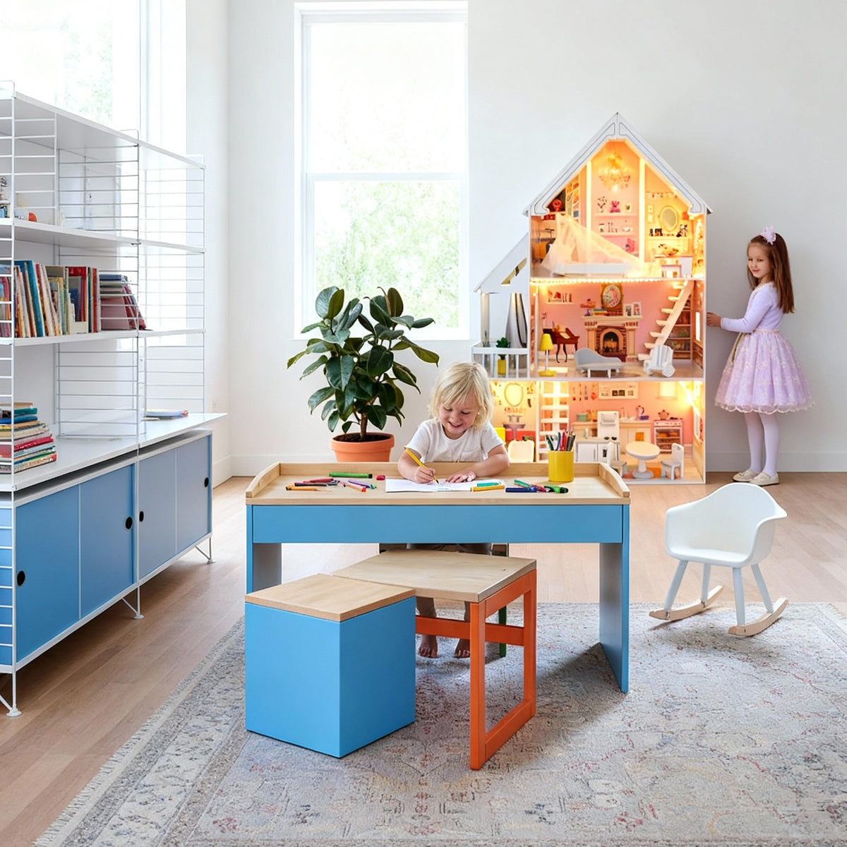 Puppenhaus XXL Panda Bao Bao aus Holz mit LED-Licht