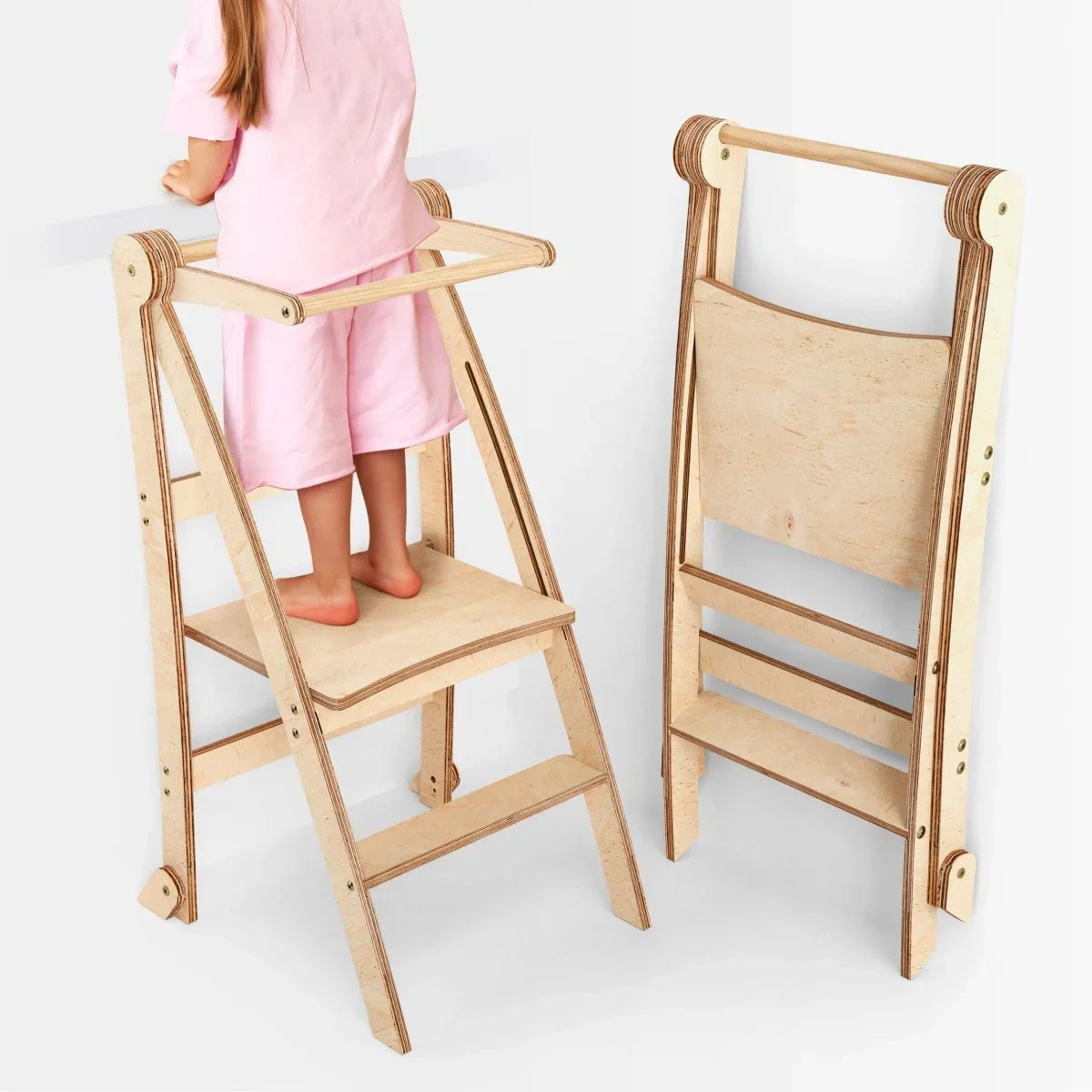 Goodevas Holz Lernleiter Montessori mit Hocker