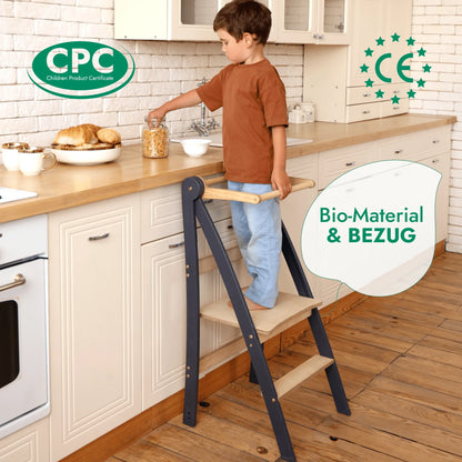 Montessori Lernleiter aus Holz für Kinder, nachhaltiger Küchenhocker, sehrsuperb Produkt