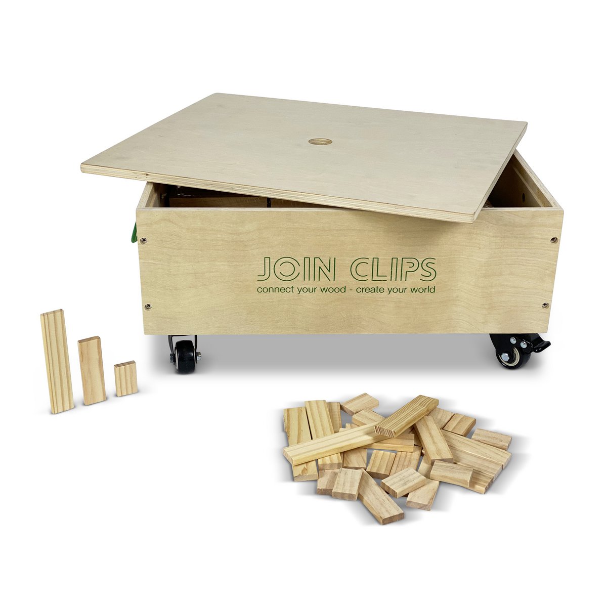 JOIN CLIPS Erweiterungsset "500 Bauplanken PRO" in Luxus-Holzkiste - verysuperb