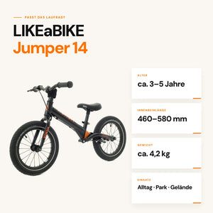 Kokua LIKEaBIKE Jumper schwarz – Laufrad für Kinder mit Luftreifen