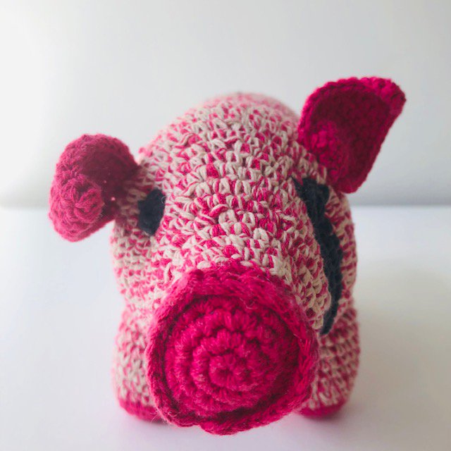 Kuscheltier Schwein rosa – Bio-Baumwolle – handgehäkelt - verysuperb