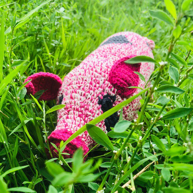 Kuscheltier Schwein rosa – Bio-Baumwolle – handgehäkelt - verysuperb