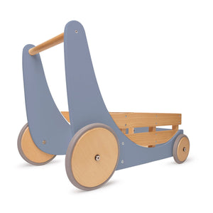 Lauflernwagen 2-in-1-Aufbewahrungswagen und Lauflernwagen aus Holz – Schieferblau - verysuperb