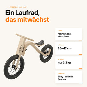 Laufrad 3-in-1 – Mitwachsendes Kinderfahrrad aus Holz | leg&go
