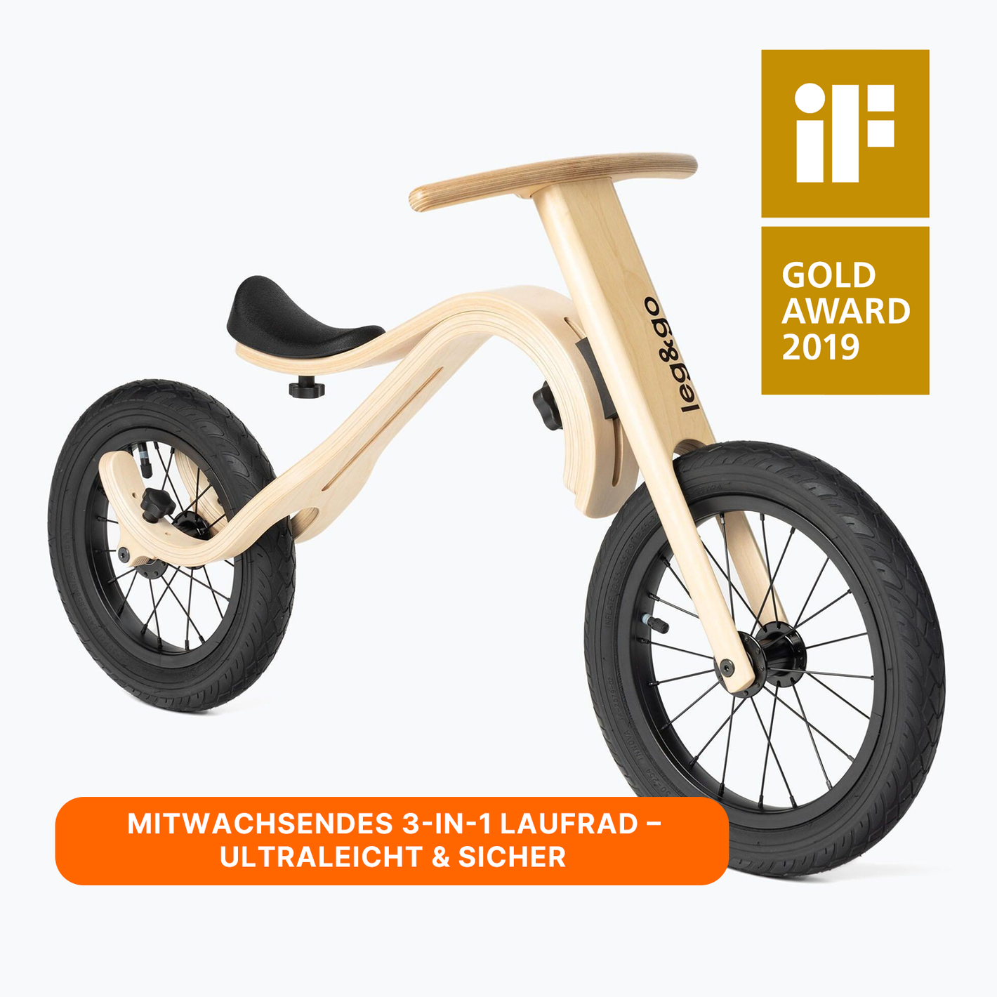 Laufrad 3 in 1 von leg&go: Mitwachsend und leicht