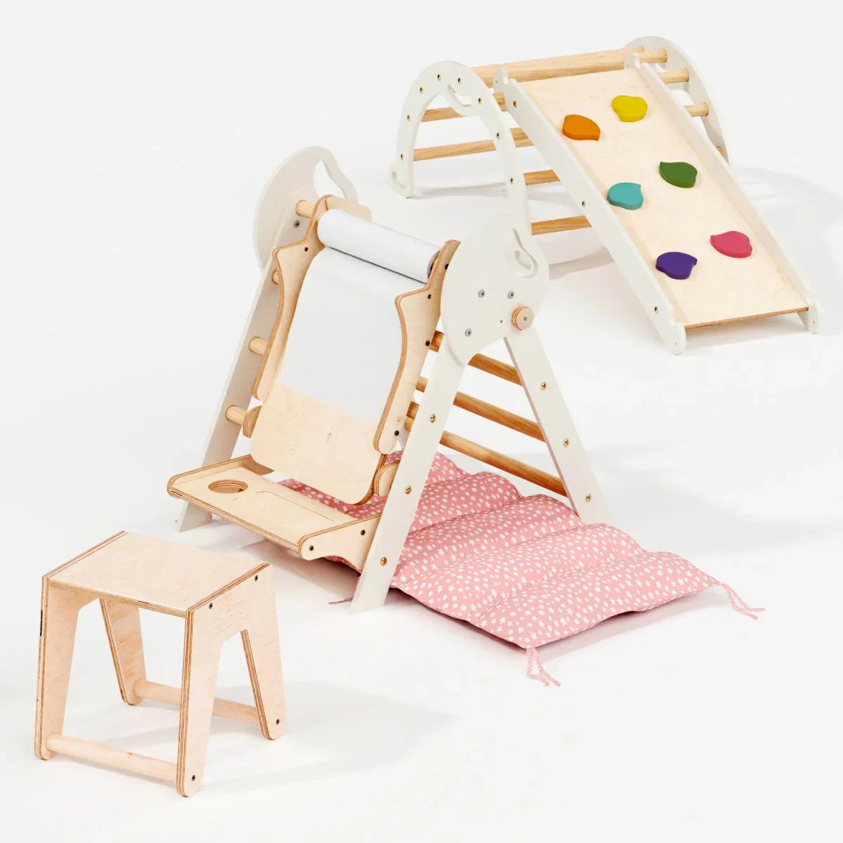 Goodevas Montessori Kletterdreieck mit Rutsche und Kletterbogen für Kinderzimmer