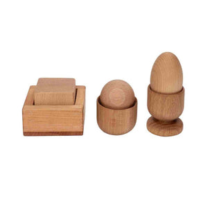 Wooden Story – Montessori-Set Ei, Ball & Quadrat | Natur