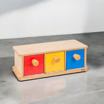 Montessori Holzkasten mit drei Fächern von Nienhuis - verysuperb