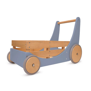 Montessori Lauflernwagen 2-in-1 aus Holz – Schieferblau - verysuperb