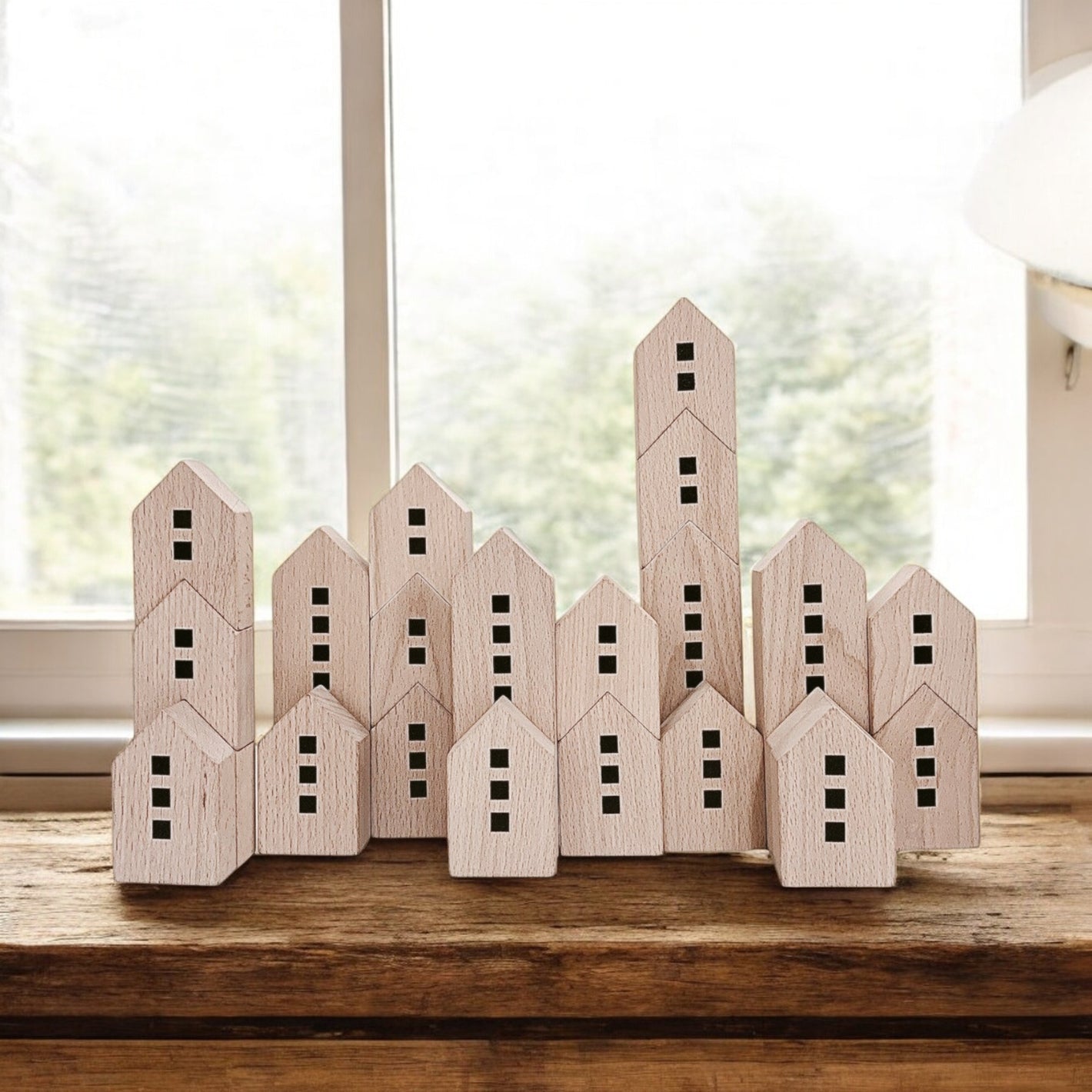 Montessori Stadtblöcke-Set aus Holz - verysuperb