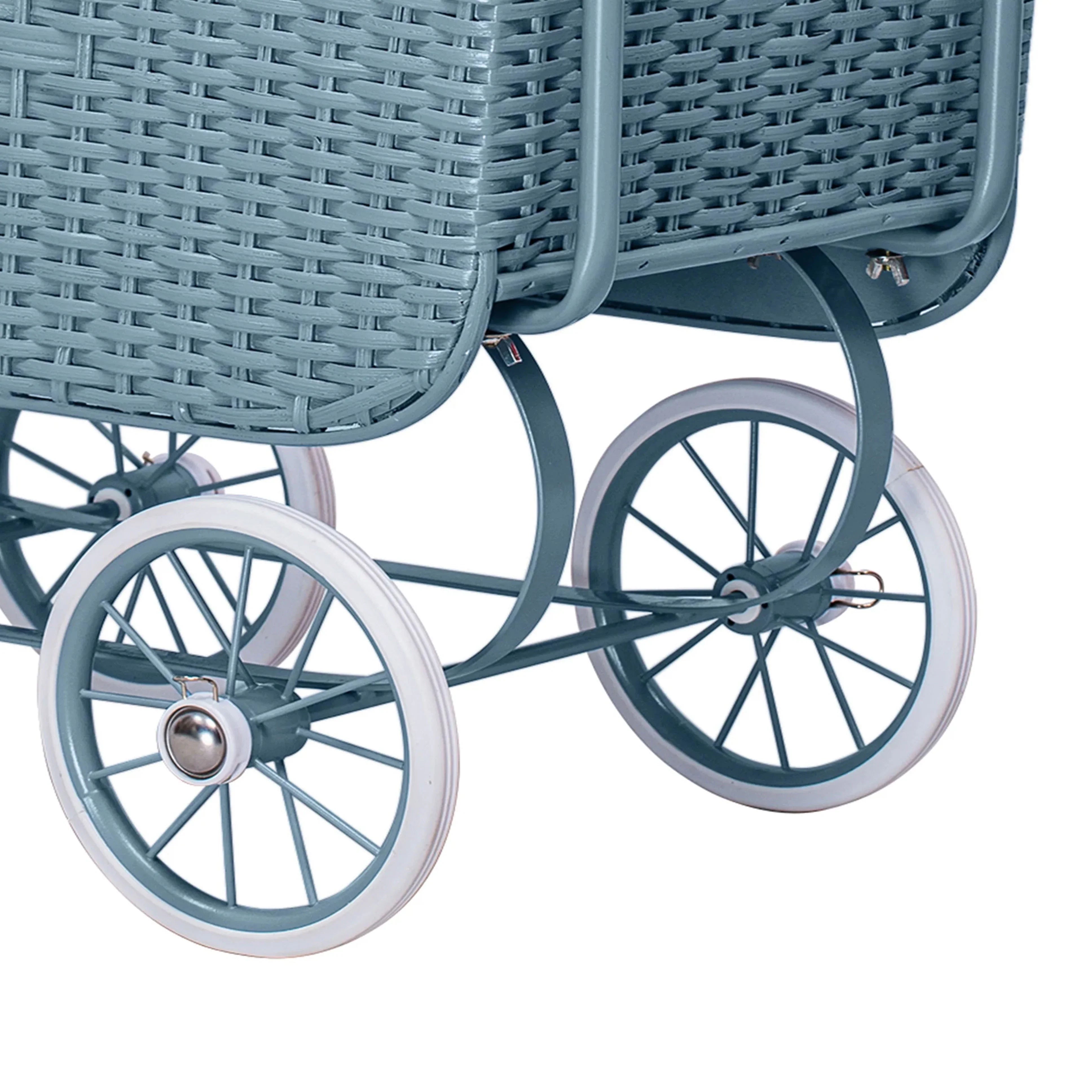 Puppenwagen Retro Rattan blau von by ASTRUP®: Handgefertigte Qualität