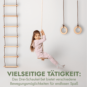 Set aus drei Schaukeln: Scheibe + Ringe + Strickleiter