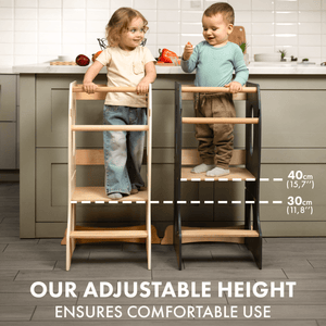 Lernturm Montessori: Mitwachsender Kinderstuhl aus Holz