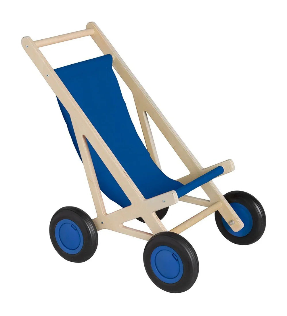 Puppenbuggy blau als Puppenwagen aus Holz