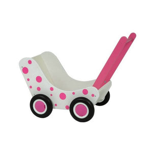 Puppenwagen weiß mit rosa Punkten