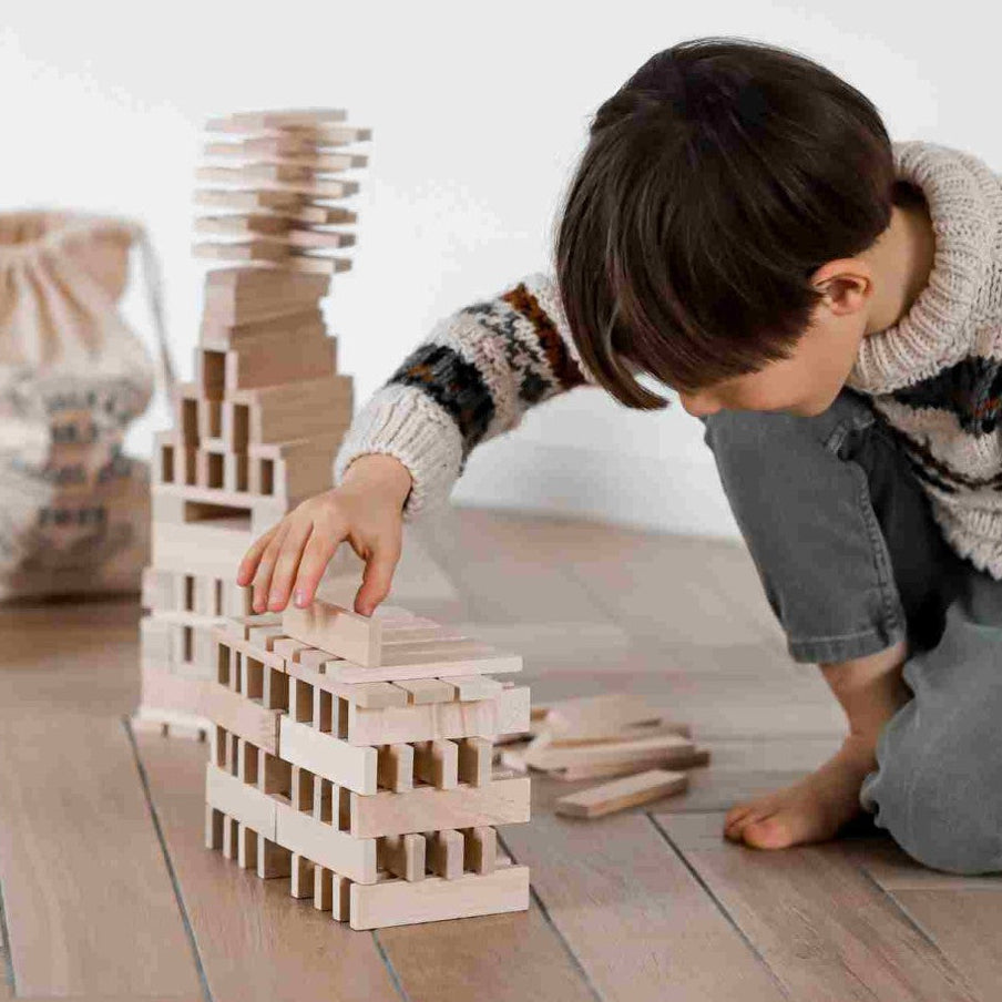 Wooden Architectural Blocks in a Bag - Natural, 200 Pieces