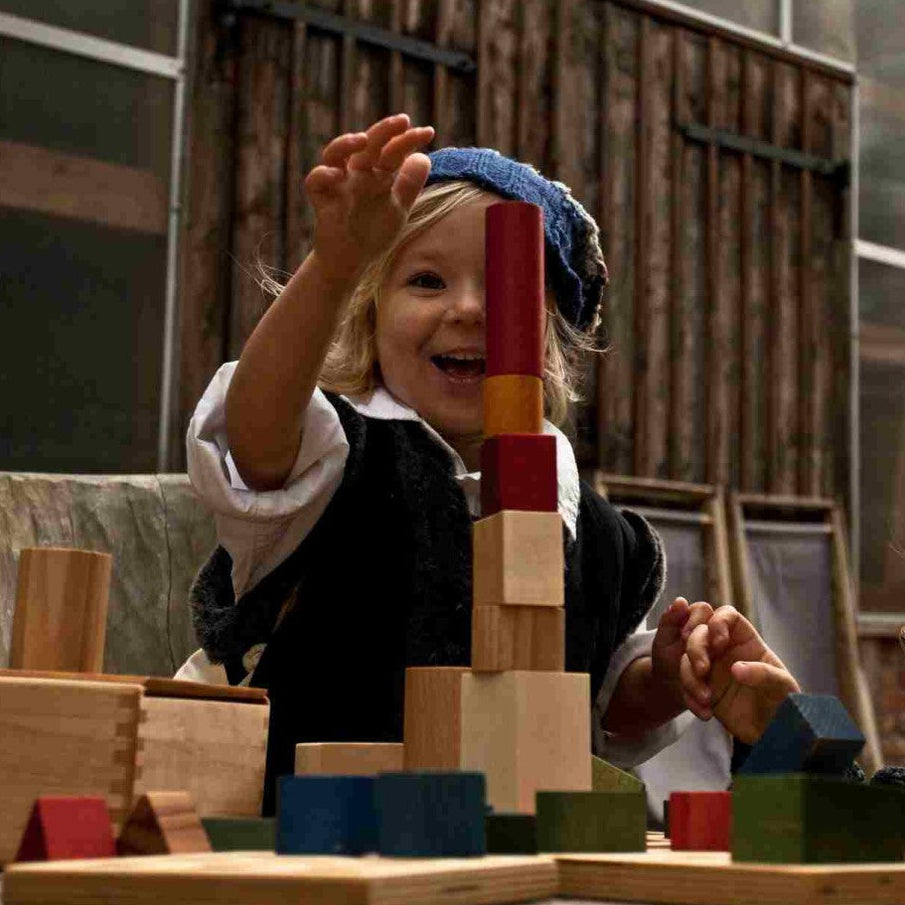 Wooden Blocks in a Box – Colorful, 63 pieces